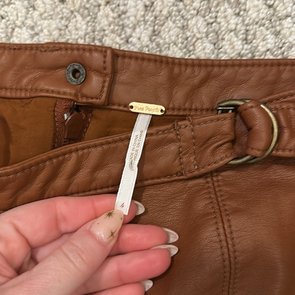 Free People Faux Leather Camel Tan Mini Skirt - Picture 2 of 11